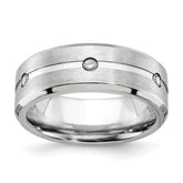 Chisel Cobalt Brushed and Polished with CZ Beveled 8mm Band